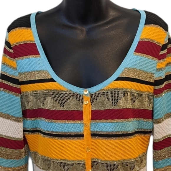 MOSCHINO Jeans multi colour stripe cardigan sz 12 - Picture 2 of 12